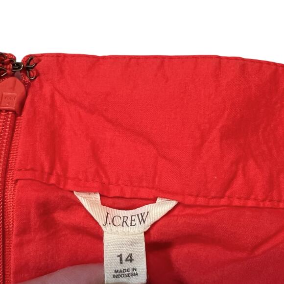 J.Crew Skirt Size 14 Melon Red Flowy A-Line Lined Women’s Cotton - Picture 3 of 8